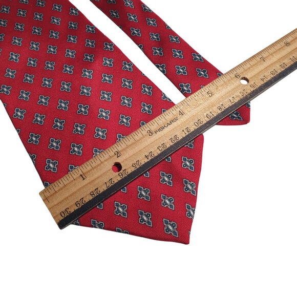 Stafford Necktie Red Blue Geometric Silk Vintage  Classic Formal Accessory Gift - Picture 4 of 6